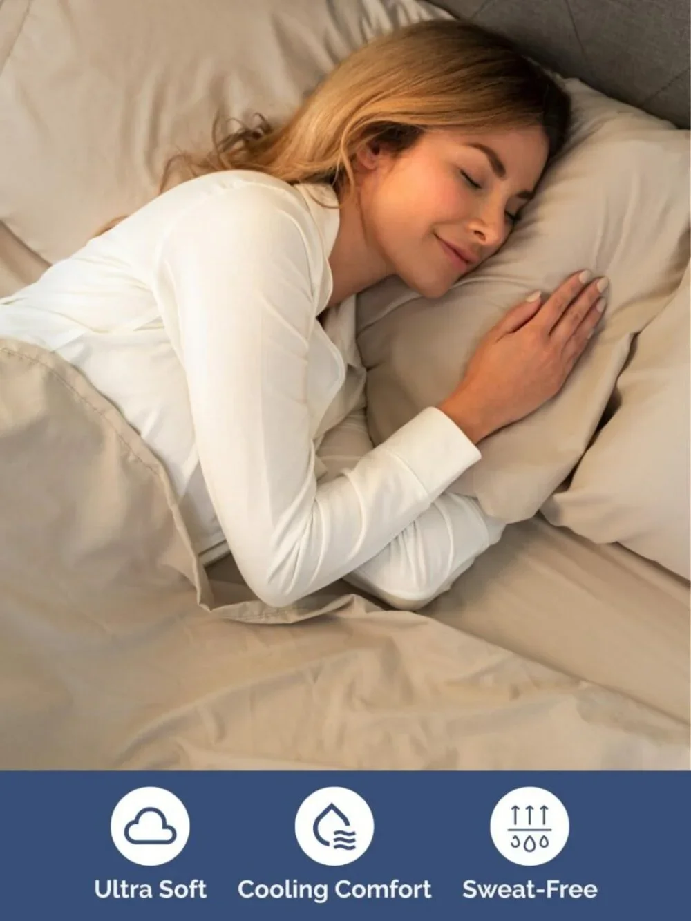 Cooling Extra Deep Queen Sheet Set - 6 Piece Breathable Soft Bedding - Cream